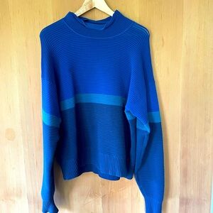 Nagnata Ribbed Blue Striped mock turtleneck sweatshirt